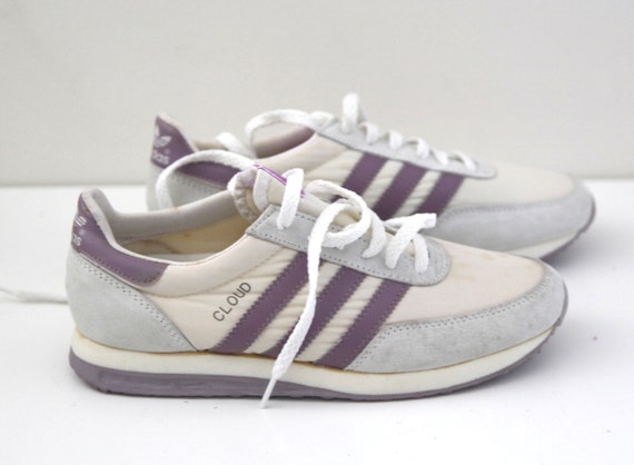 Vintage 80s Adidas joggers running shoes womens 6 Cloud lilac purple