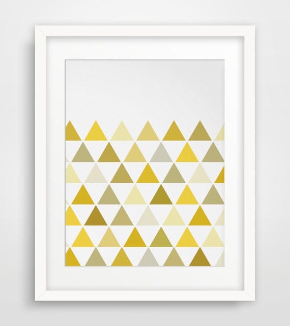 Yellow Art, Yellow Triangle Print, Geometric Print, Geometric Wall Art, Triangles, Mustard Yellow, Yellow Wall Art, Triangle Wall Prints