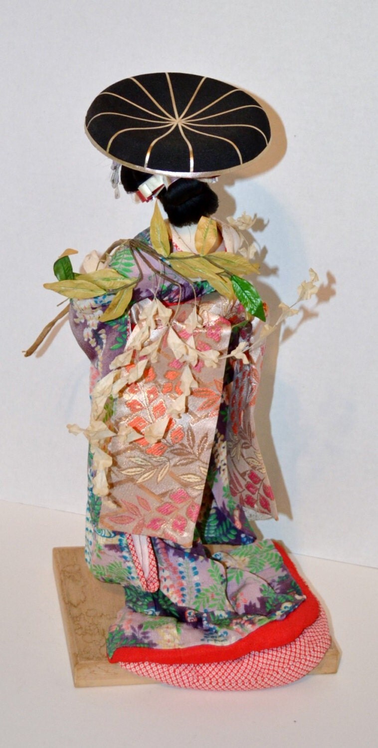 Vintage Japanese Fabric Doll Asian Decor Geisha PanchosPorch