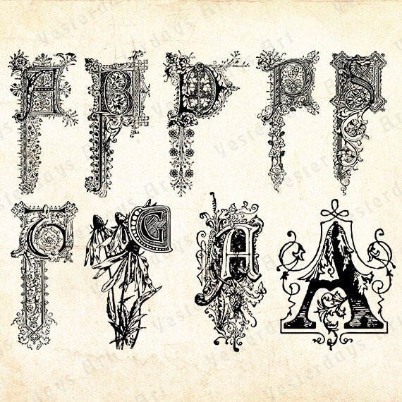 Items similar to Vintage letras antiguas imágenes digitales #13 ... Items similar to Vintage letras antiguas imágenes digitales #13 ...