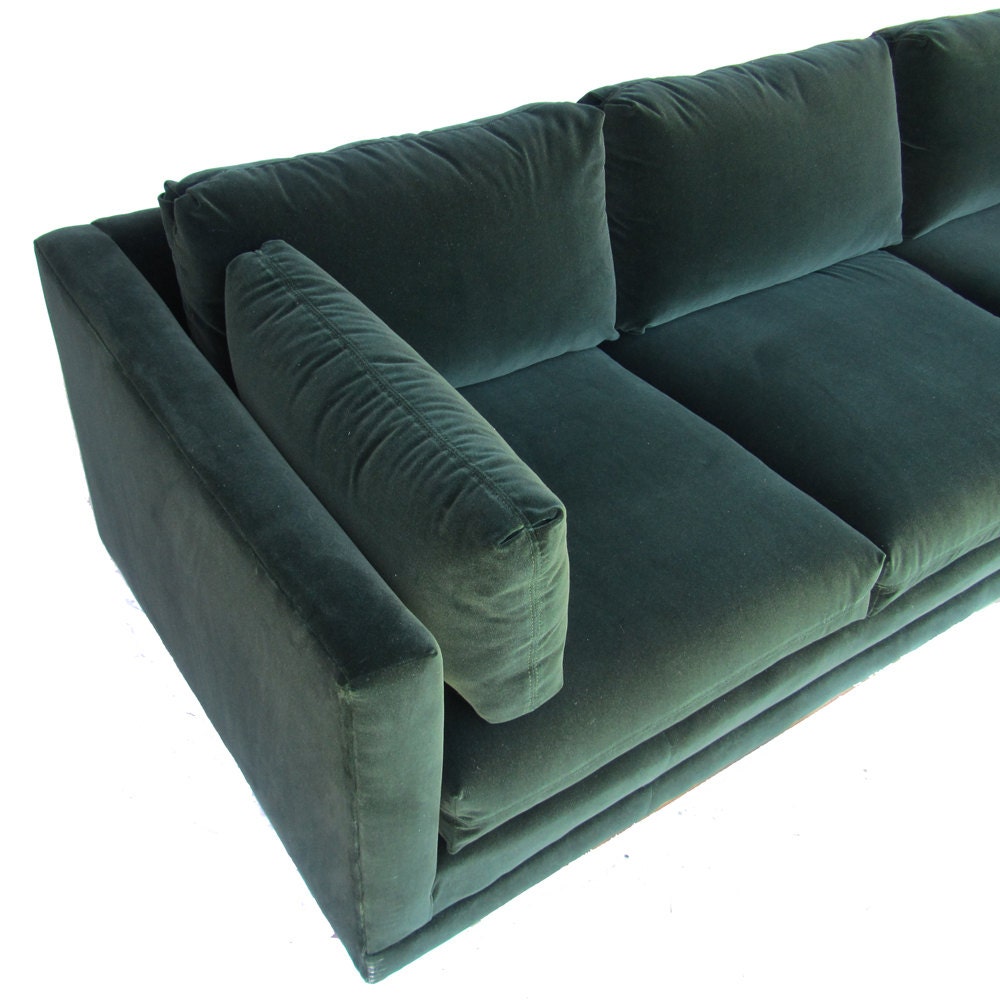 Henredon Green Velvet Tuxedo Sofa