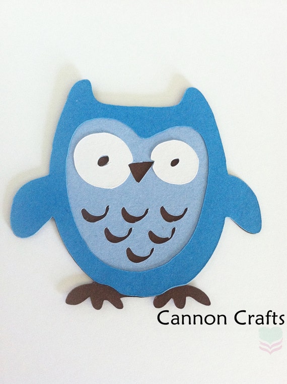 Cricut Owl Die Cut Set of 8 2.5 Blue by CannonCraftsbySarah