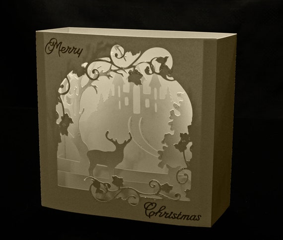 3D Deer Scene Box card or room decoration DIGITAL download