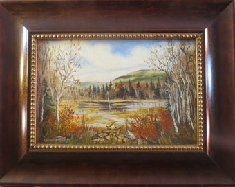 Zealand Falls Beaver Pond, Autmn Foliage, White Mountains New Hampshire Original Landscape Oil Painting