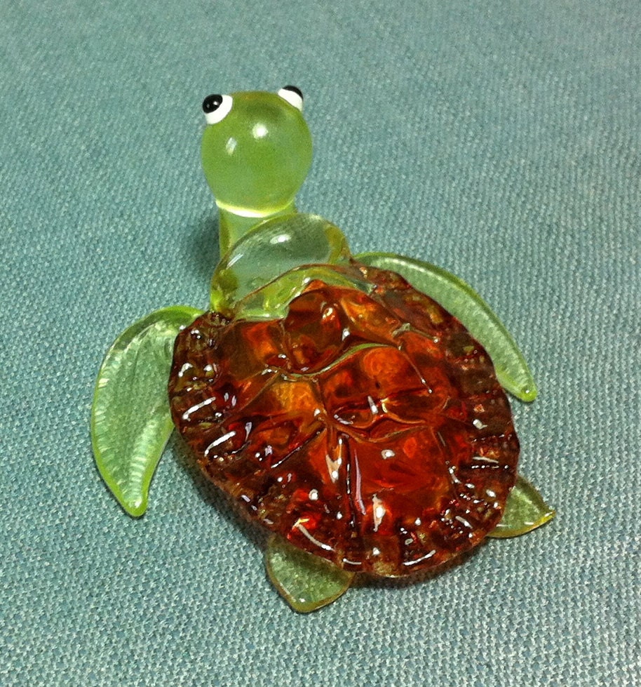 Hand Blown Glass Funny Tiny Turtle Reptile Sea Animal Cute