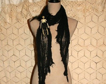 Day of the Dead Clothing Sugar Skull Scarf Dia De Los Muertos Goth Handmade Costume Accessories Halloween Skeleton Scarf Dark Angel Macabre
