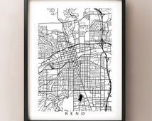 Reno Map - Nevada Poster Print - Bl ack and White ...