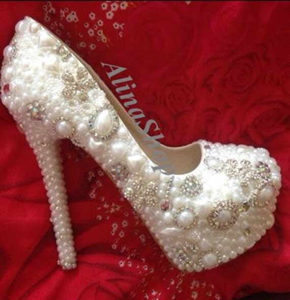 handmade ivory wedding shoes high heels 6 inch closed by AlinaShop
