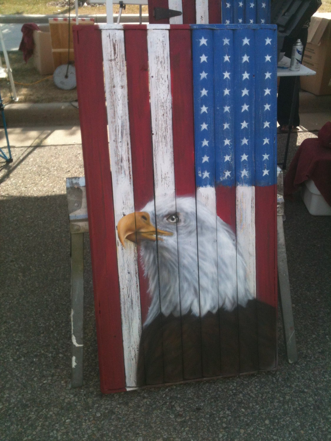 wooden american flag