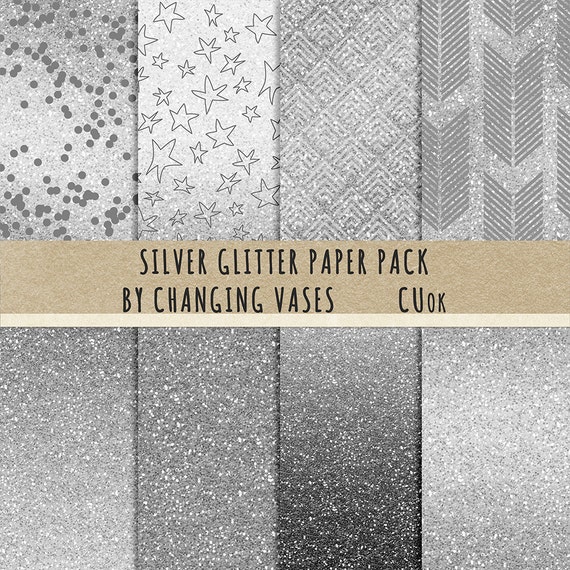 Download Digital Scrapbook Paper Pack Silver Glitter Geometric
