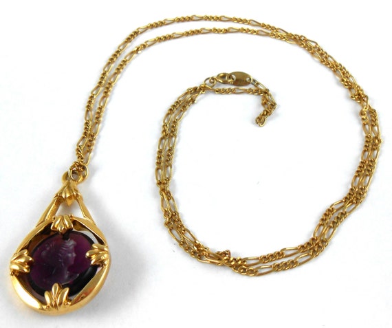 Vintage Avon Pendant Necklace Dark Purple / by MrsLookylookerson