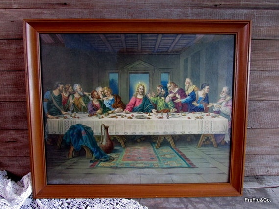 Vintage Textured Zabateri Last Supper Lithograph by FeatherHerNest