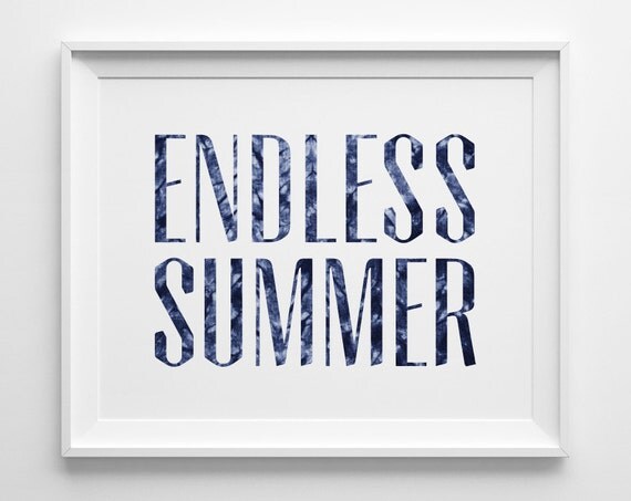 Endless Summer Poster Indigo Decor Navy Beach Decor Surf