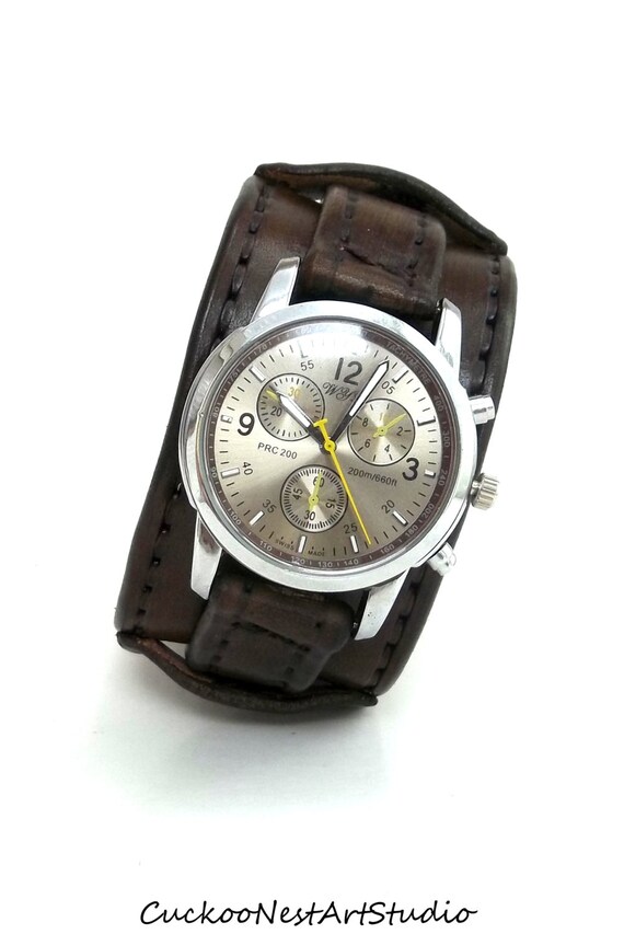 Leather Cuff Watch Mens Wrist Watch Leather Men's watch