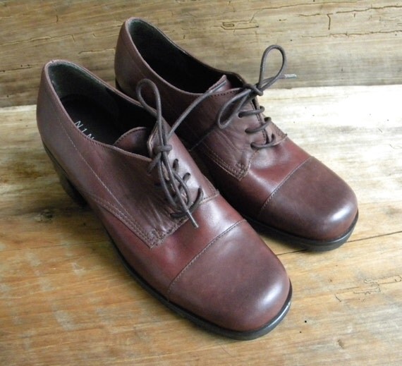 chunky heeled leather oxfords