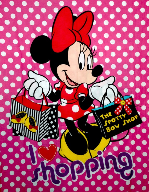 Disney Minnie Mouse Shopping PANEL Fabric Length 90 x