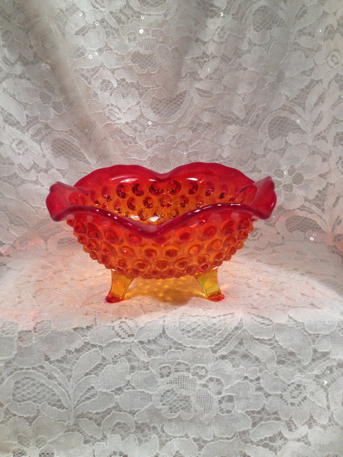 Beautiful Fenton Amberina Footed Bowl Candy Dish by MySweetMadison