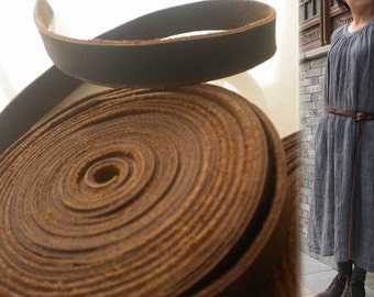 138---Women's Long Distressed leather Belt, Made to Order.