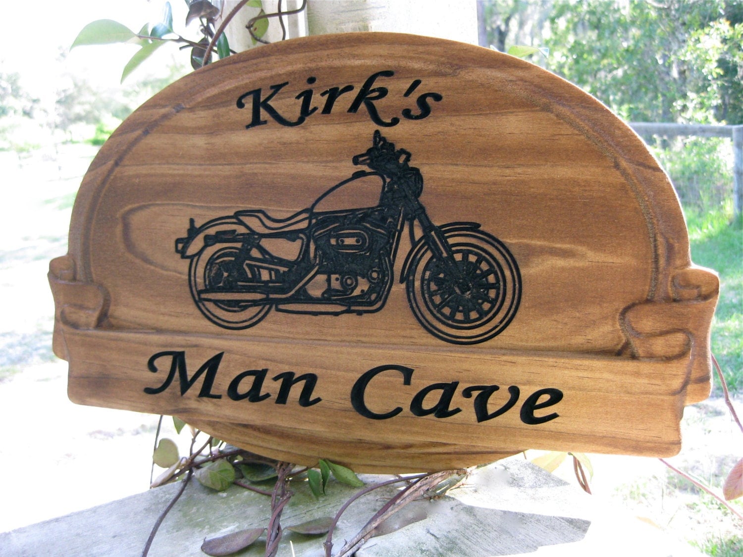 Personalized Wedding Gift with Harley Davidson Carved Graphic