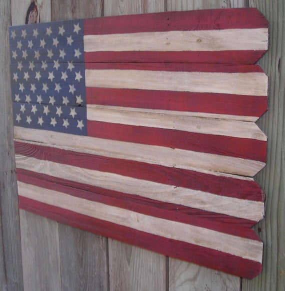 Weathered Aged Wooden American Flag 20 X 30 by BettysWoodcrafts