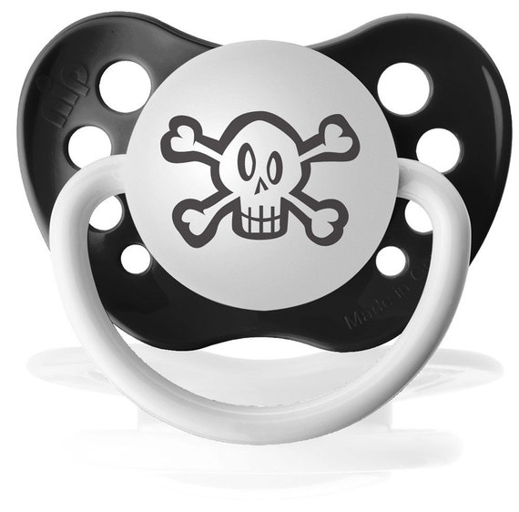 Skull Pacifier Skull and Crossbones by MomandBabyBoutique on Etsy