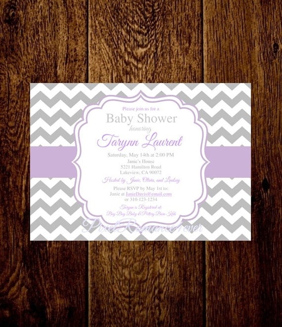 Baby Shower Invitation Lavender Bridal Shower Chevron Wedding Instant ...