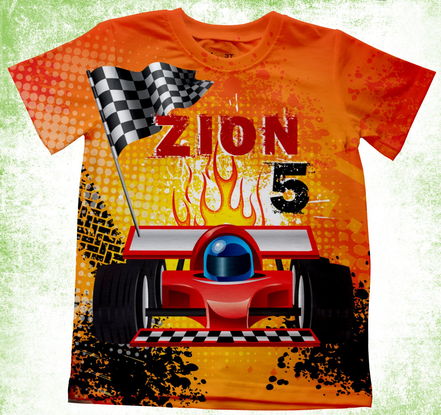Personalized race car Tshirt Boys birthday race car shirt