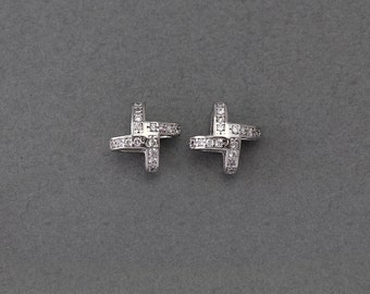 Pinwheel Brass Pendant . Wedding Jewelry, Bridal Jewelry . Polished Original Rhodium Plated over Brass / 1 Pcs - AC119-PR-CR