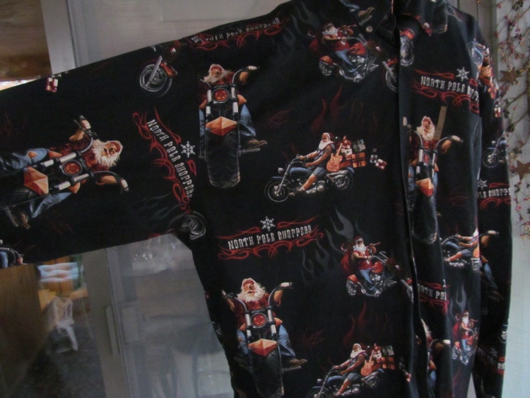 Santa on Motorcycle Shirt Santa on Harley by ReVintageBoutique