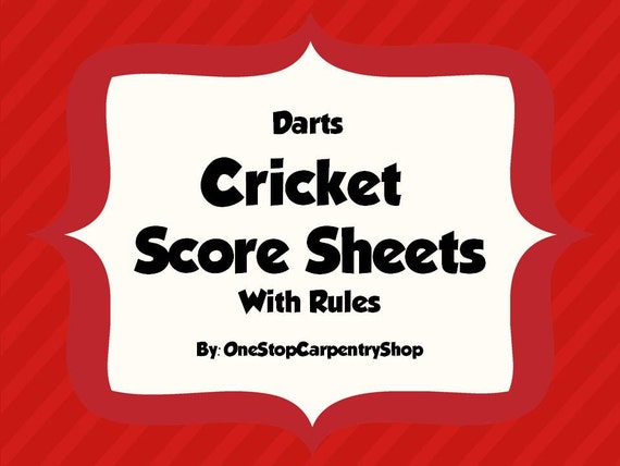 cricket darts score sheet online