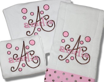 Personalized Baby Gift Set - Bodysuit, Burp Cloth and Bib
