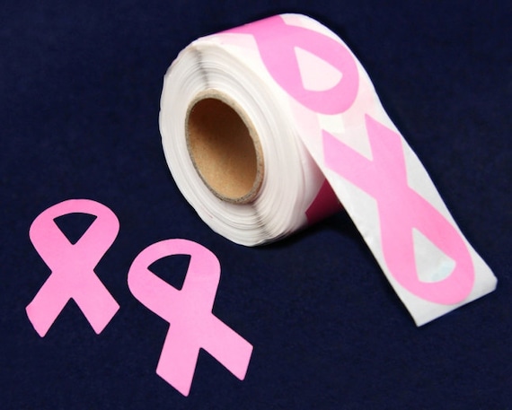 250 Large Pink Ribbon Breast Cancer Ribbon Stickers 250