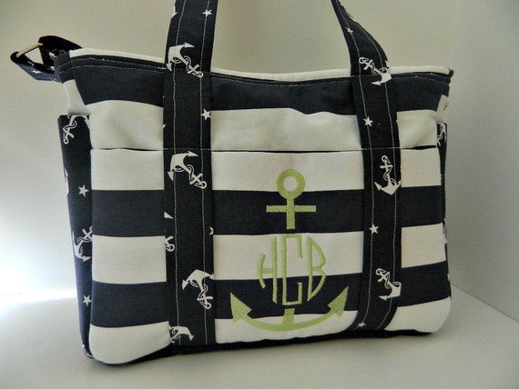 Nautical Diaper Bag in Navy and White with by ...