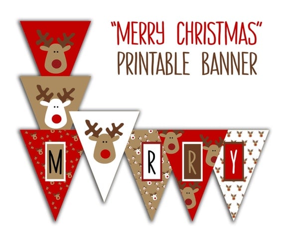 Merry Christmas Banner Christmas Party Printable Sign