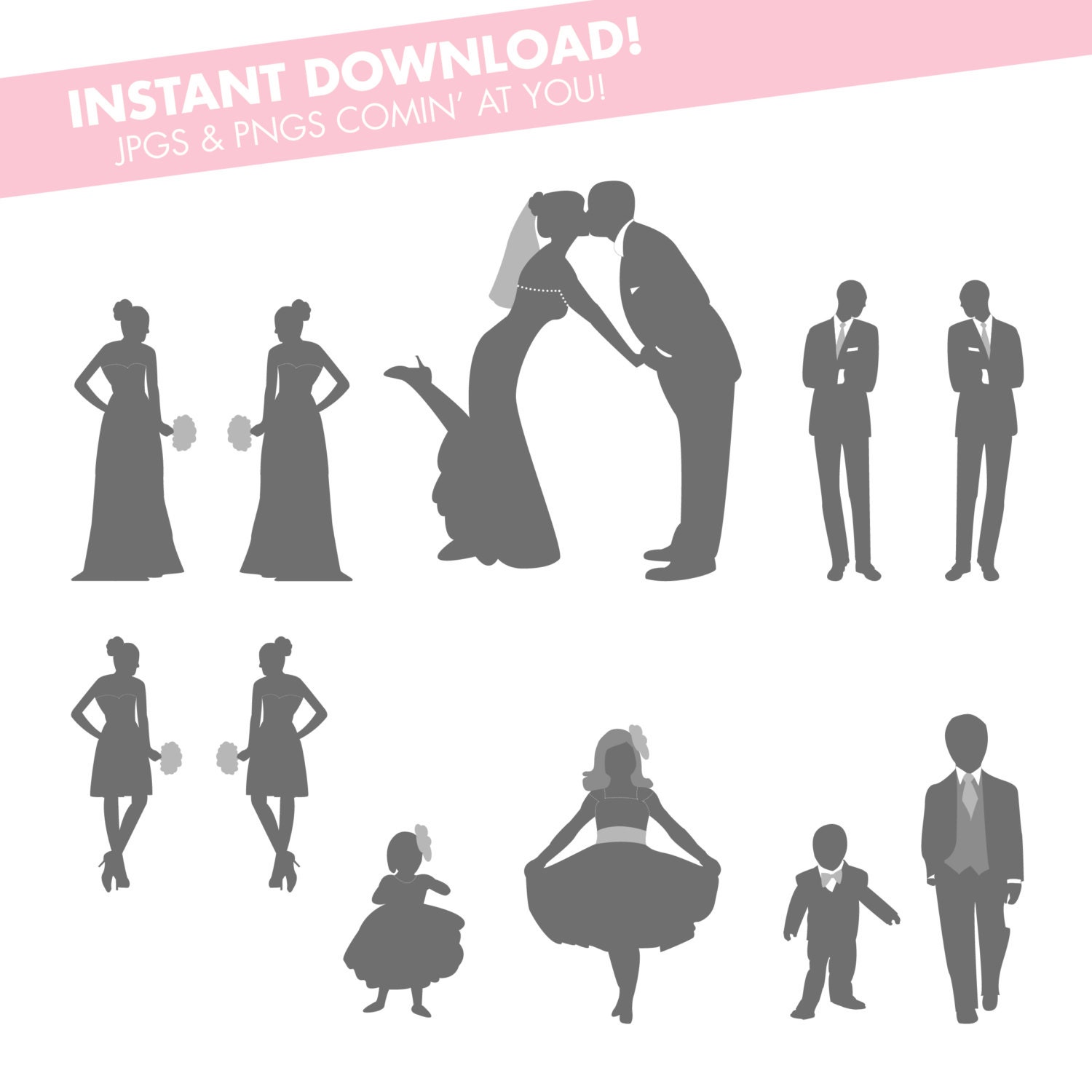 free wedding party silhouette clip art - photo #16