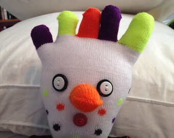 Stuffed Sock Critter; Quirky Handmade Sock Animal Made from Recycled Materials; OOAK (Weenie)