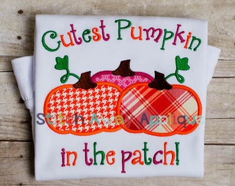 Cutest Pumpkin in the Patch Machine Applique Design