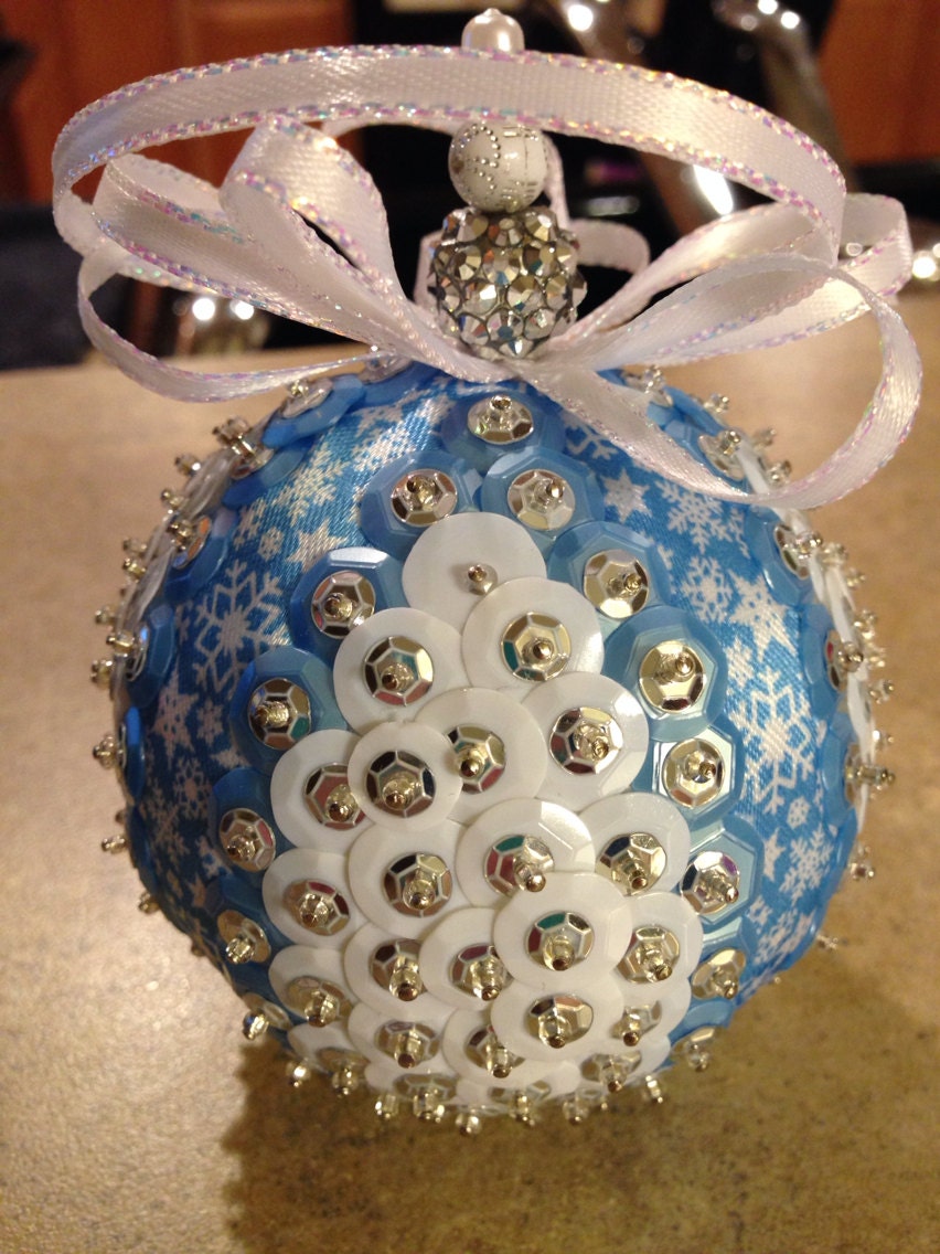 Handmade sequin ornaments by OrnamentsthatDazzle on Etsy