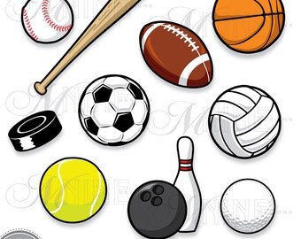 Clip Art Sports Balls Clipart sport ball clip art etsy sports balls clipart digital vector football soccer baseball basketball golf instant download