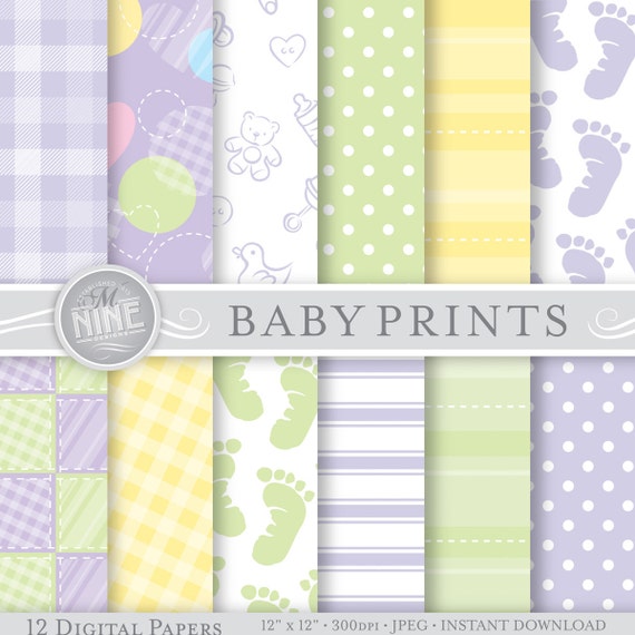 BABY Digital Paper: BABY Boy or Girl Pattern by MNINEDESIGNS