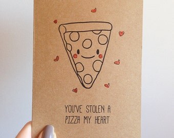 Funny Pizza Pun Card // Quirky Cute Love Italian Takeout Food