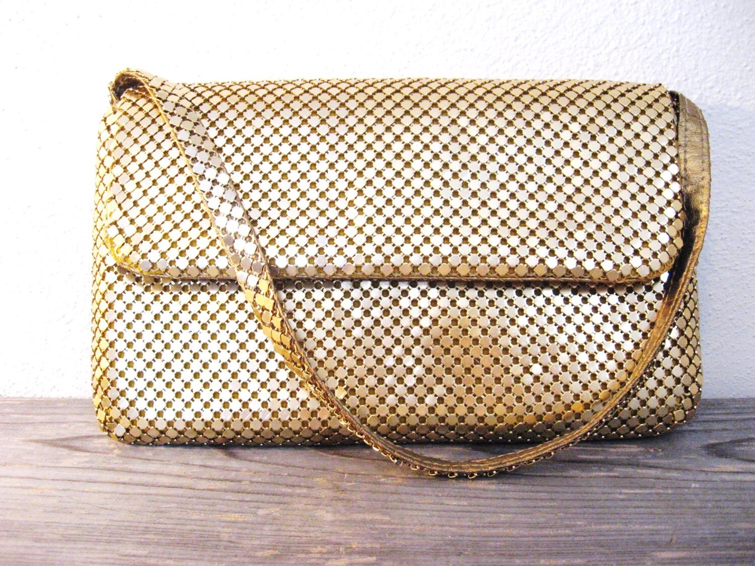 Vintage Gold Purse / Metal Mesh Purse / Gold Designer Bag