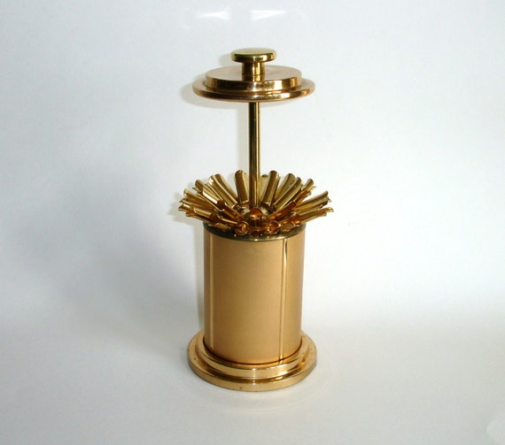 Vintage Pop Up Cigarette Dispenser Gold Tone Art Deco