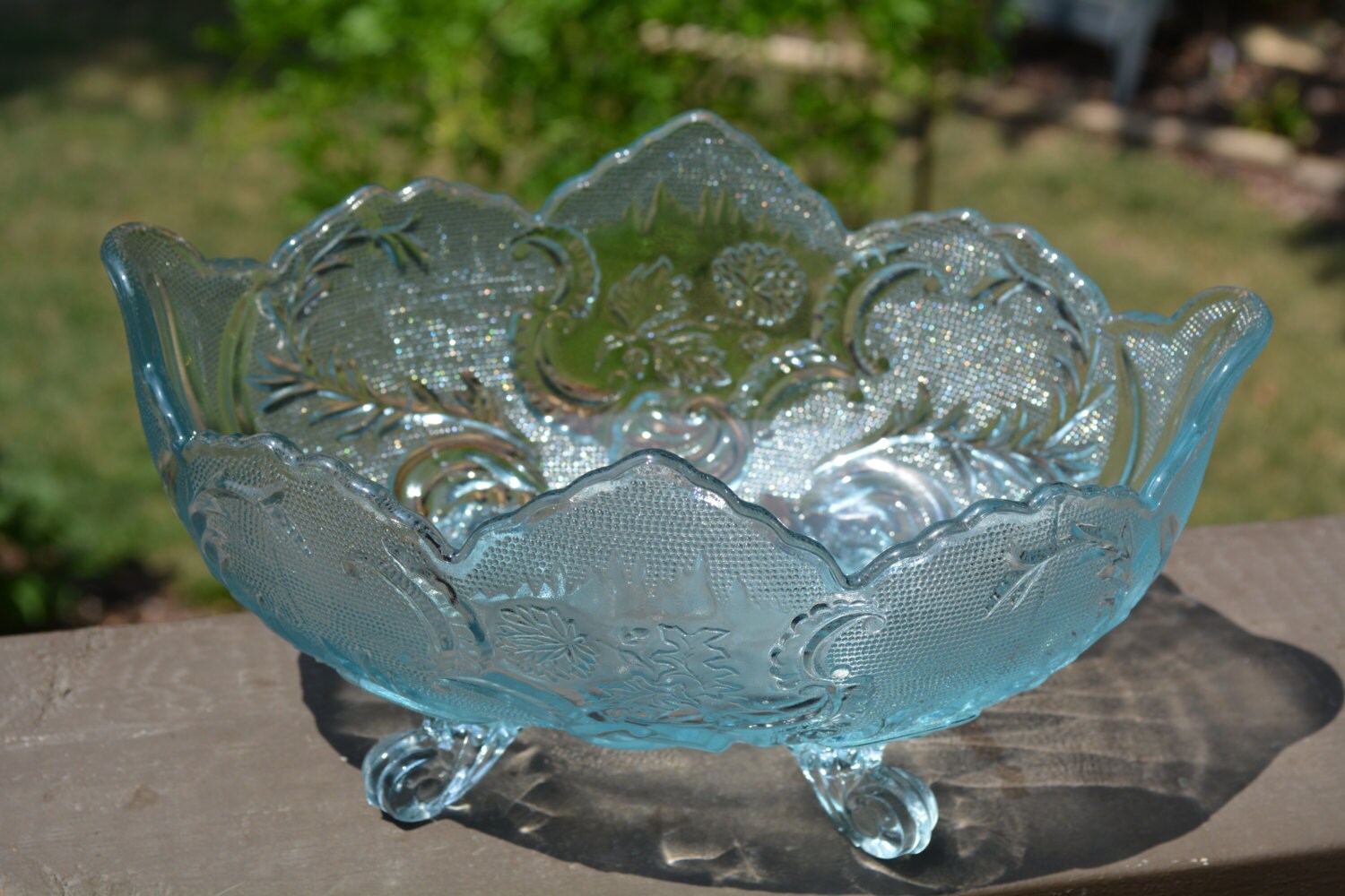Glass Lombardi Fruit Bowl Vintage Glass Depression