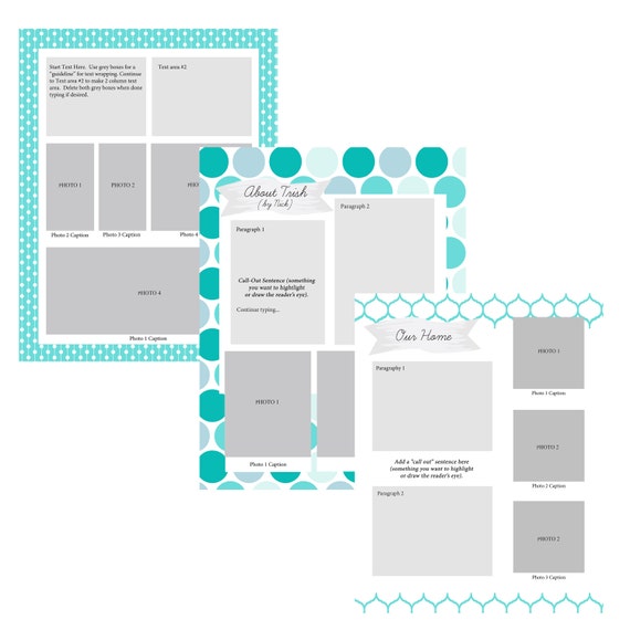 Adoption Profile Or Portfolio Photoshop Template Digital Product 8 5x11 Turquoise Blue Adoption Portfolio Templates