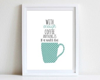 Items similar to coffee lovers romantic quote art print - I Love You a ...