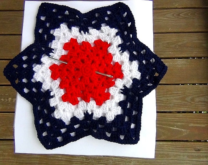 Patriotic Star Doily - Red, White, and Blue Granny Star - Handmade Crochet Doily
