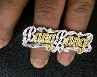 name ring gold any 14k finger double fingers plated script plate tail letters personalized popular items ble dou a2