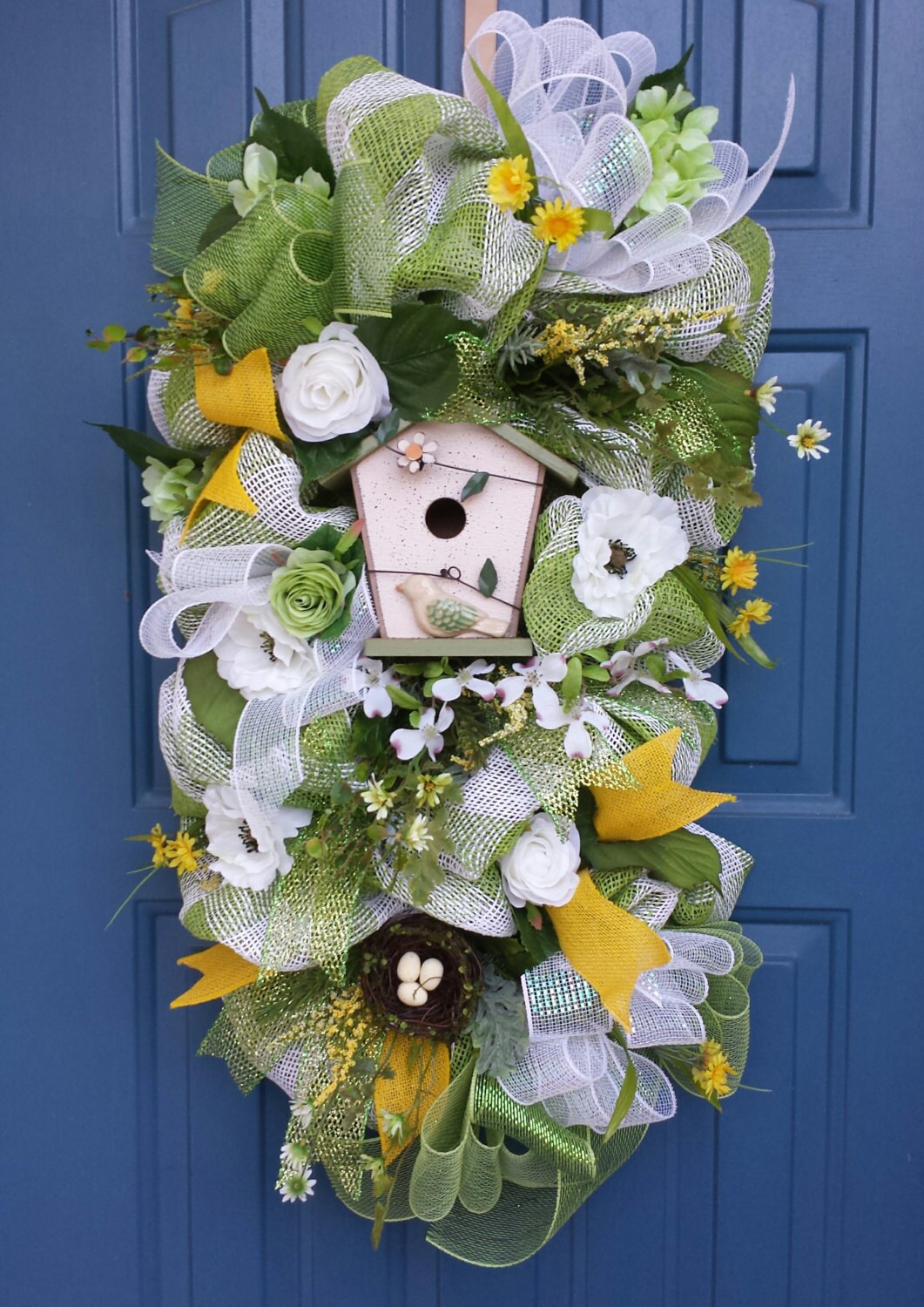 Spring swag Summer Swag Spring deco mesh by WonderfulWreathsKim