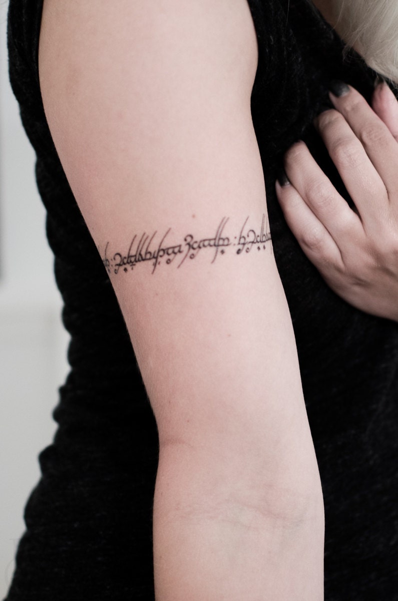 Elvish Script One Ring to Rule them All Small Temporary Tattoo
